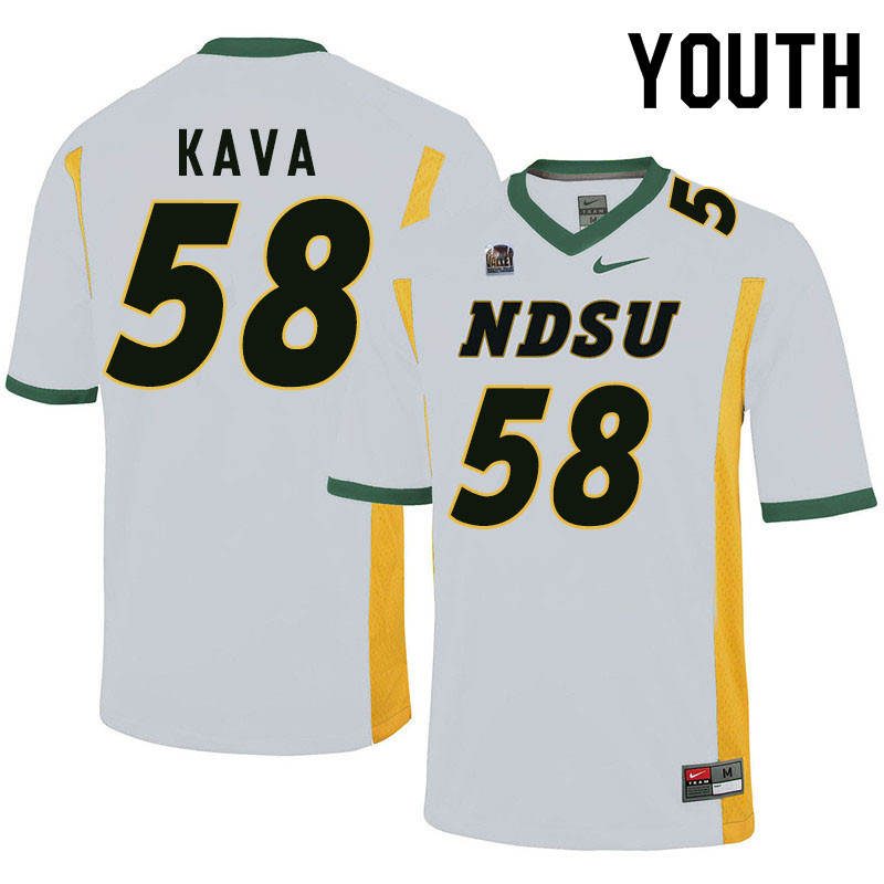 Youth #58 Jake Kava North Dakota State Bison College Football Jerseys Sale-White